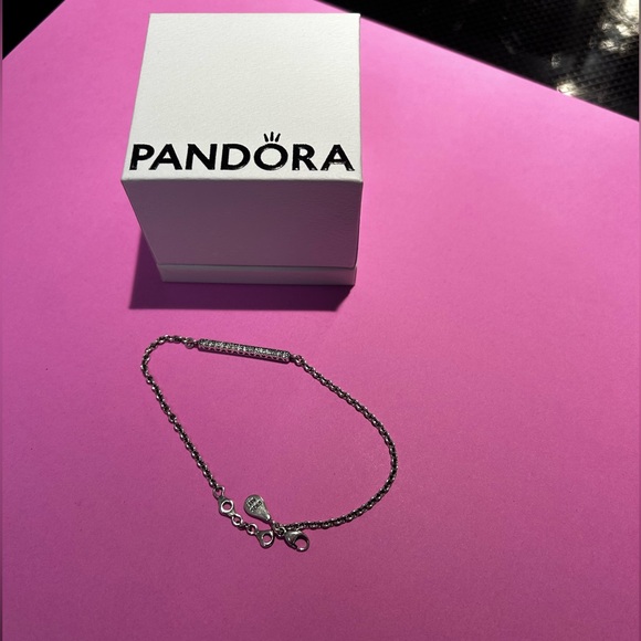 Authentic Hearts of Pandora Sterling Silver Thin Chain Bar Bracelet 2018 - Picture 9 of 9